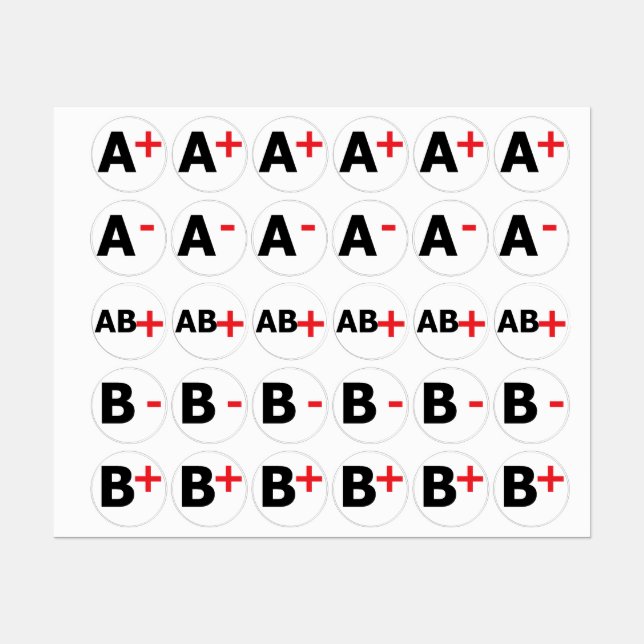 BLOOD TYPES LABELS (Sheet)