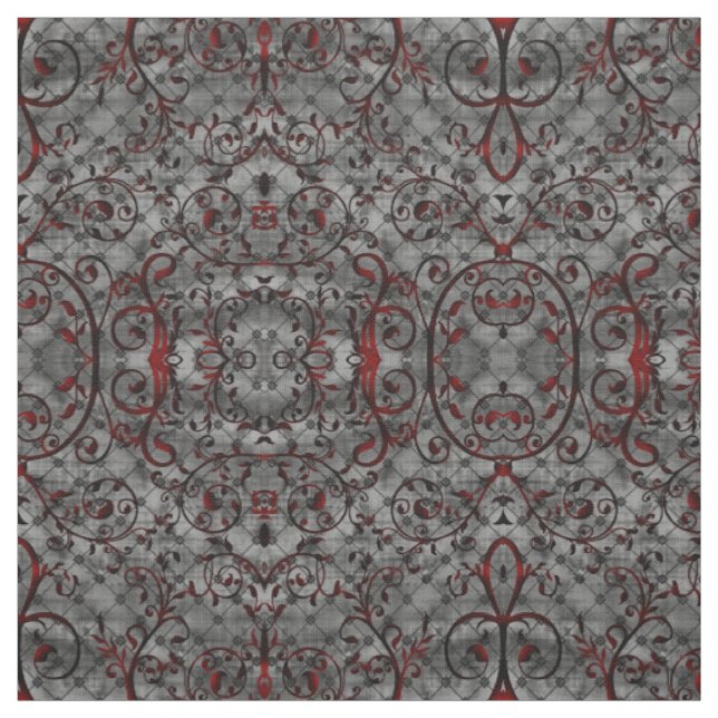 Blood Vine Damask Goth Pattern Fabric (Swatch)
