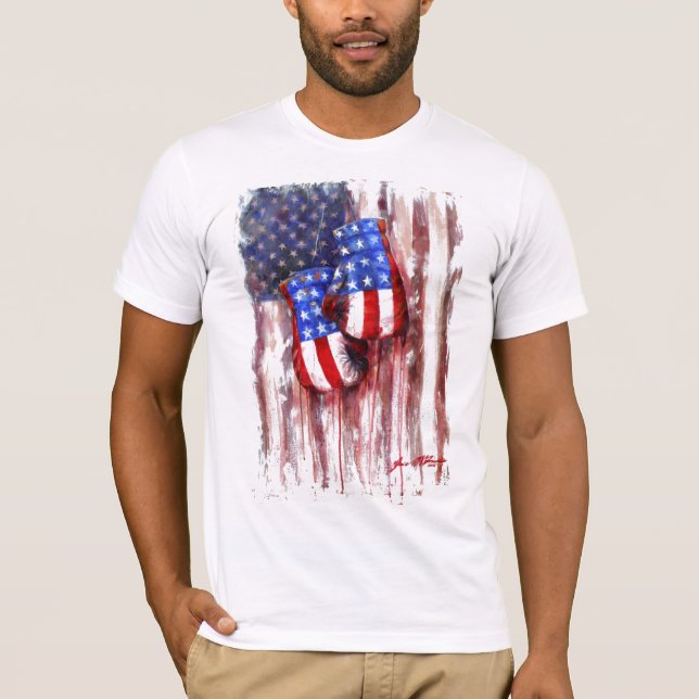Blood, White, and Blue (American Boxing Tradition) T-Shirt (Front)
