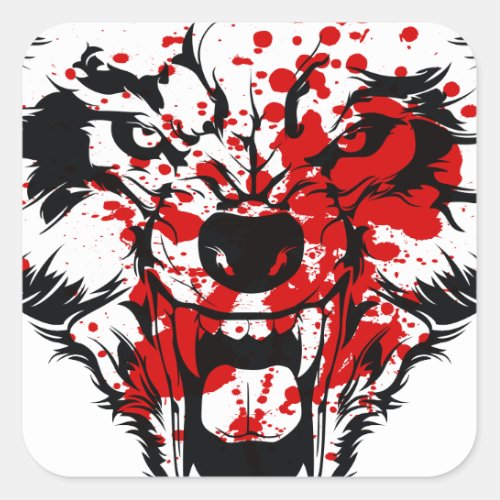 Blood Wolf Square Sticker