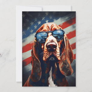 Bloodhound 4th of July Independence day Holiday Card