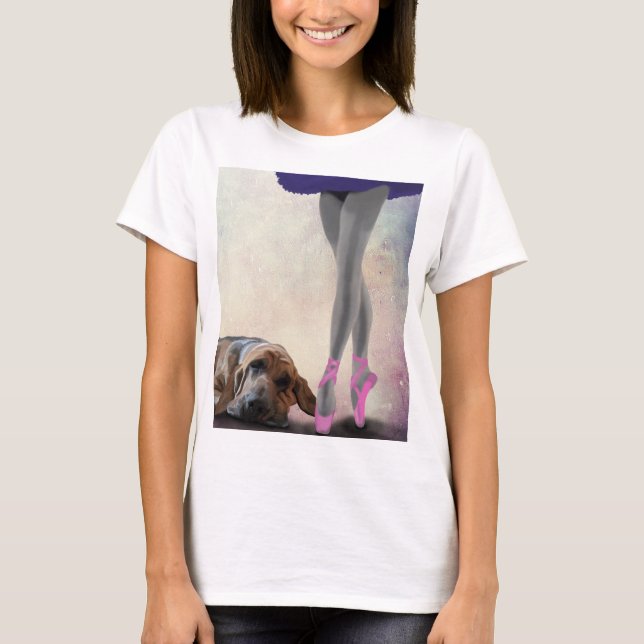 Bloodhound And Ballet Dancer T-Shirt (Front)