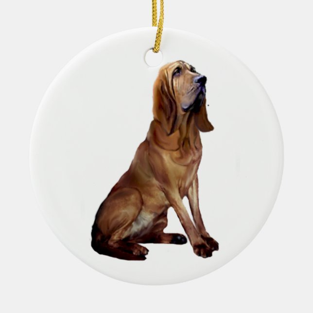 Bloodhound (B) - Sitting Ceramic Ornament (Front)