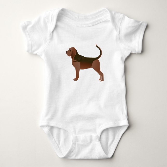 Bloodhound Basic Breed Illustration Silhouette Baby Bodysuit (Front)