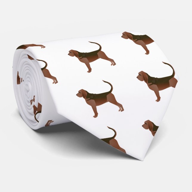 Bloodhound Basic Breed Illustration Silhouette Neck Tie (Rolled)