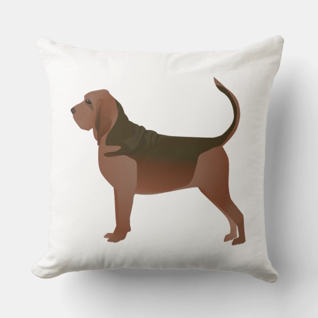 Bloodhound Basic Breed Illustration Silhouette Throw Pillow (Front)