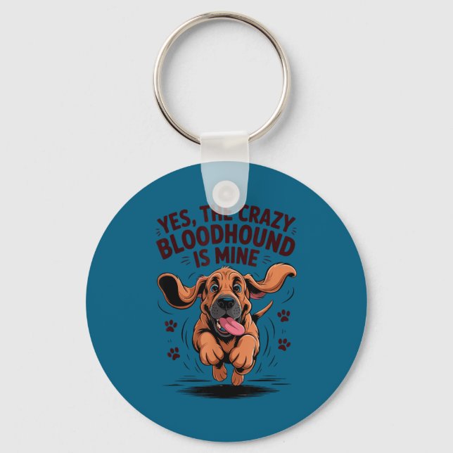 Bloodhound Breed Cute Pet Dog Lover Cartoon Funny  Keychain (Front)
