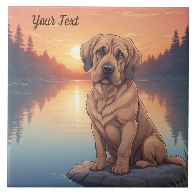 Bloodhound by Lake Ceramic Tile (Front)
