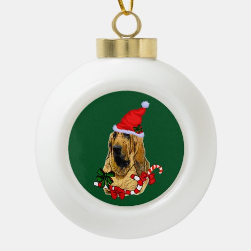 Bloodhound Christmas Ceramic Ball Christmas Ornament
