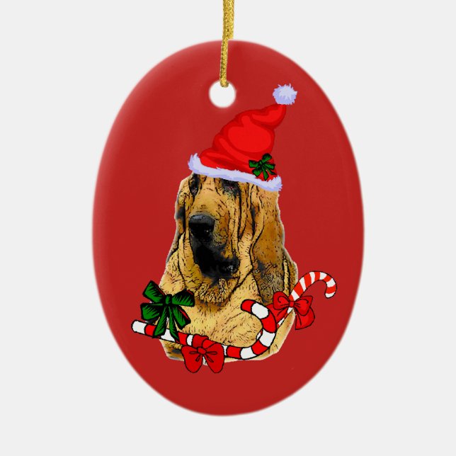 Bloodhound Christmas Ceramic Ornament (Front)