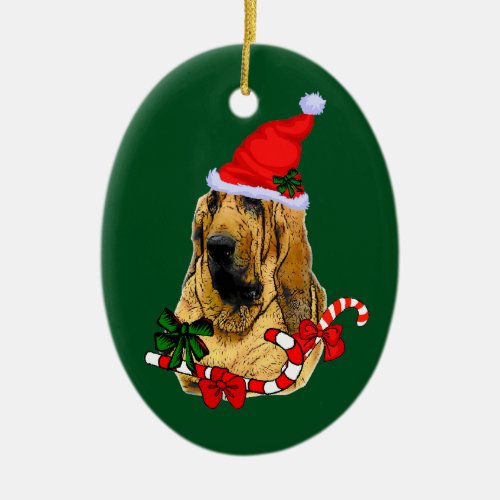 Bloodhound Christmas Ceramic Ornament
