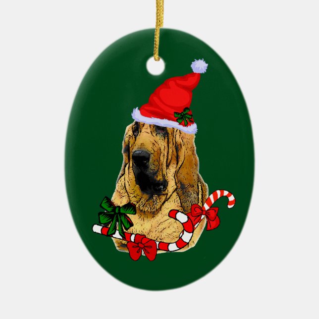 Bloodhound Christmas Ceramic Ornament (Front)