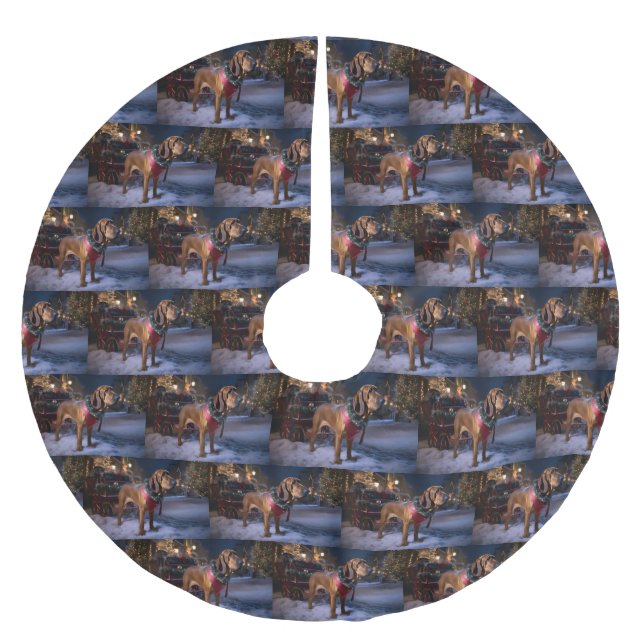 Bloodhound Christmas Festive Season Brushed Polyester Tree Skirt (Front)