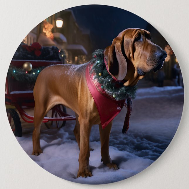Bloodhound Christmas Festive Season Button (Front)