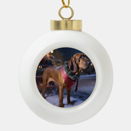 Bloodhound Christmas Festive Season Ceramic Ball Christmas Ornament