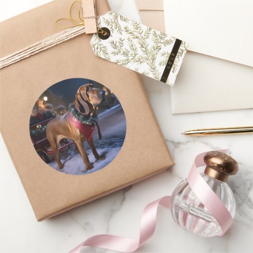 Bloodhound Christmas Festive Season Classic Round Sticker