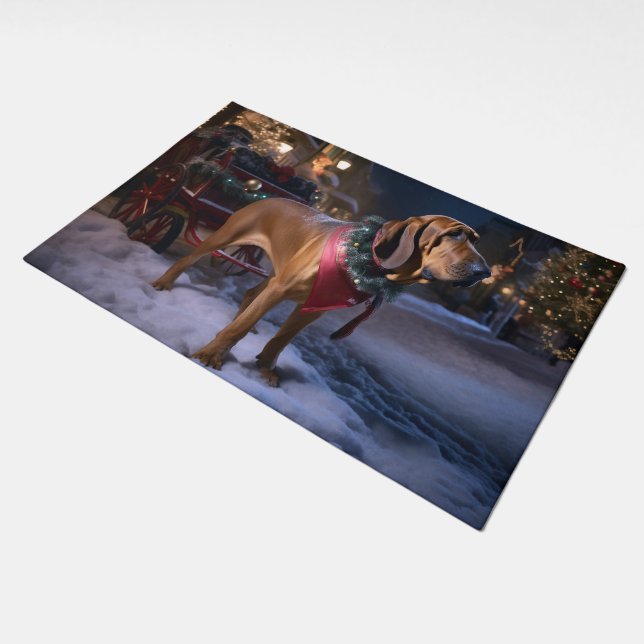 Bloodhound Christmas Festive Season Doormat (Angled)