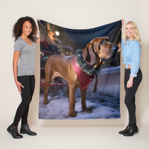 Bloodhound Christmas Festive Season Fleece Blanket