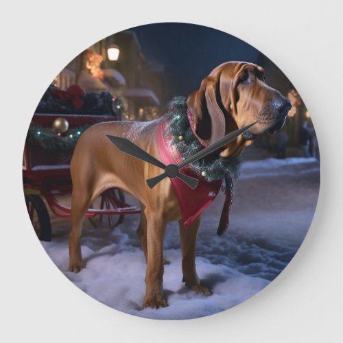 Bloodhound Christmas Festive Season Large Clock