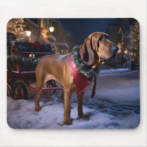 Bloodhound Christmas Festive Season Mouse Pad