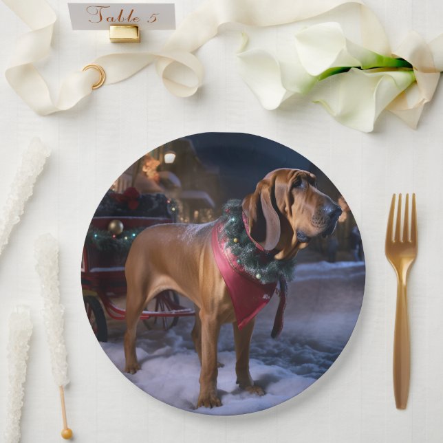 Bloodhound Christmas Festive Season Paper Plates (Wedding)