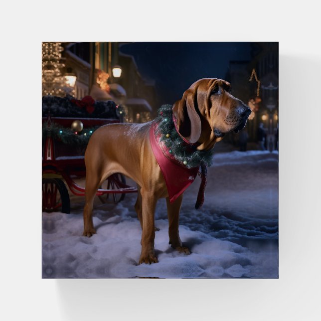 Bloodhound Christmas Festive Season Paperweight (Front)