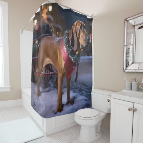 Bloodhound Christmas Festive Season Shower Curtain