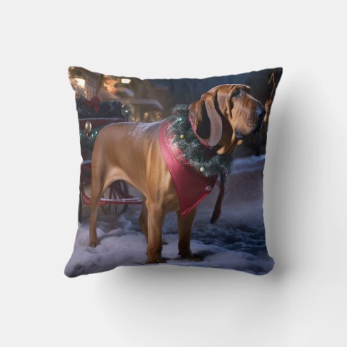 Bloodhound Christmas Festive Season Throw Pillow