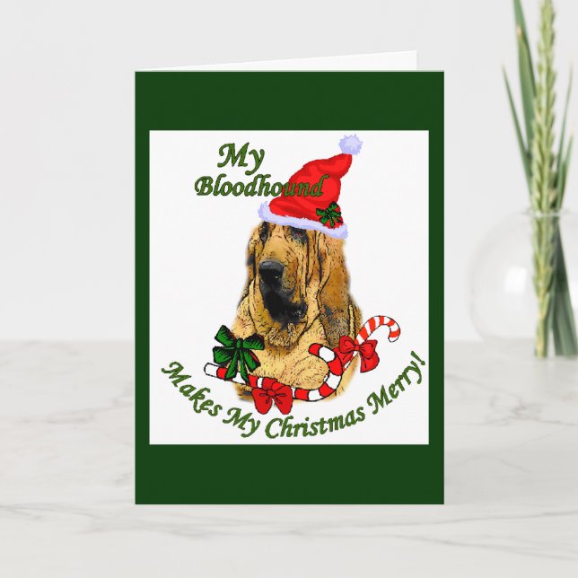 Bloodhound Christmas Gifts Holiday Card (Front)