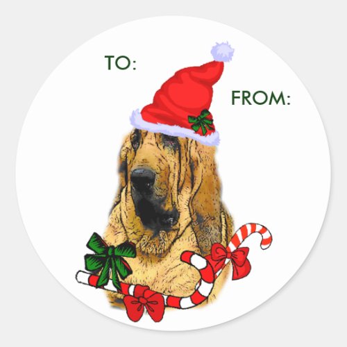Bloodhound Christmas Gifts TO FROM Classic Round Sticker