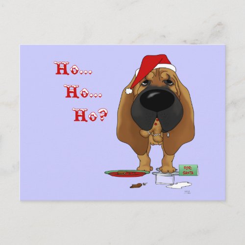 Bloodhound Christmas Holiday Postcard