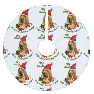 Bloodhound Christmas Merry Brushed Polyester Tree Skirt