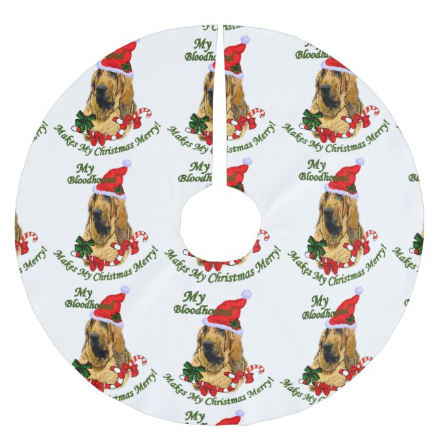 Bloodhound Christmas Merry Brushed Polyester Tree Skirt (Front)