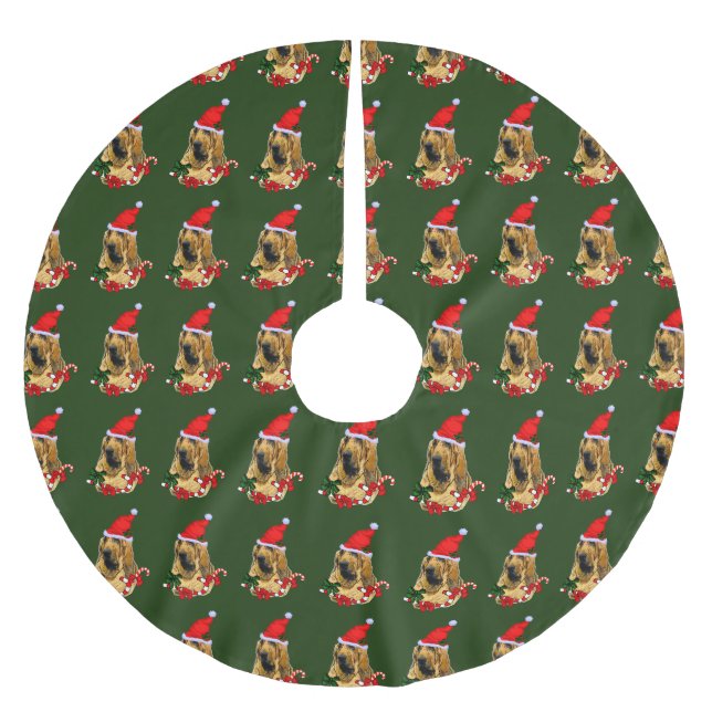 Bloodhound Christmas Merry Brushed Polyester Tree Skirt (Front)
