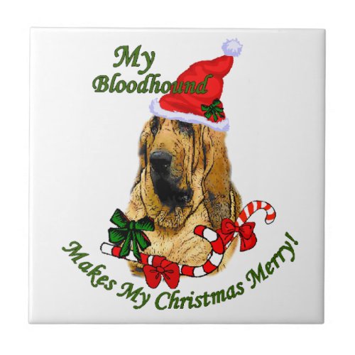 Bloodhound Christmas Merry Tile