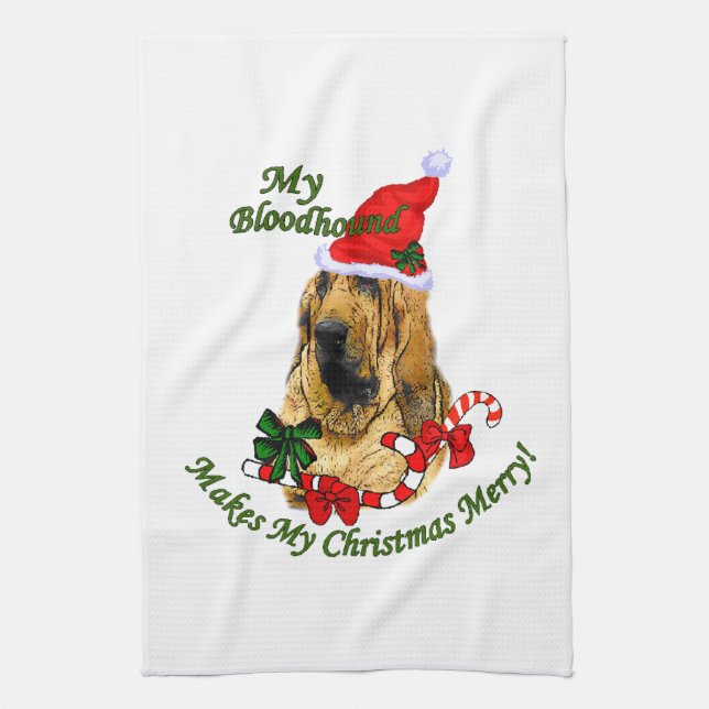 Bloodhound Christmas Merry Towel (Vertical)