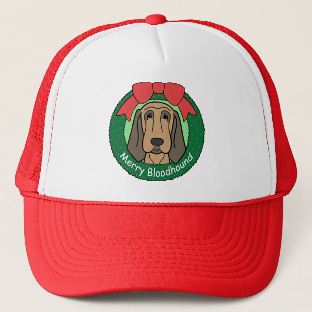 Bloodhound Christmas Trucker Hat (Front)