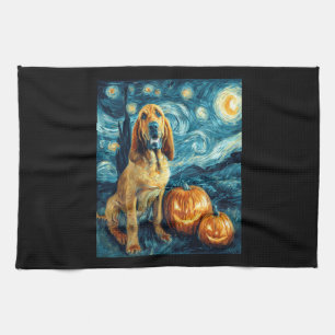 Bloodhound Cute Dog Halloween Jack O Lantern Pumpk Kitchen Towel