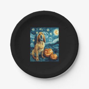 Bloodhound Cute Dog Halloween Jack O Lantern Pumpk Paper Plates