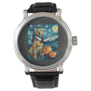 Bloodhound Cute Dog Halloween Jack O Lantern Pumpk Watch