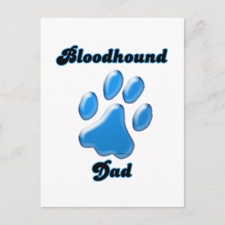 Bloodhound Dad Blue Pawprint Postcard