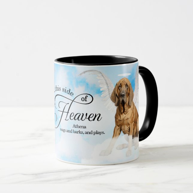 Bloodhound Dog Angel Custom Pet Memorial Mug (Front Right)
