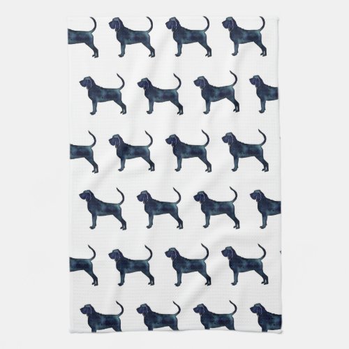 Bloodhound Dog Breed Black Watercolor Kitchen Towel