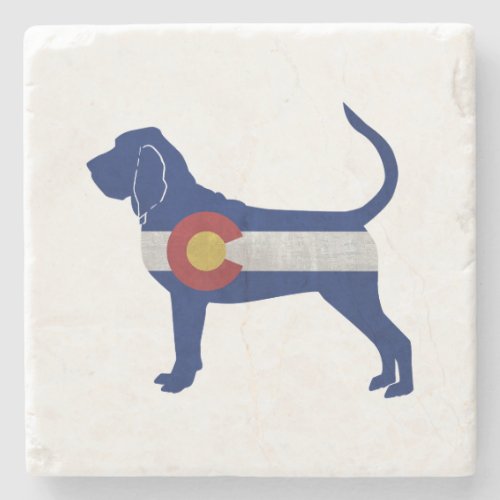 Bloodhound Dog Breed Colorado Flag Silhouette Ston Stone Coaster