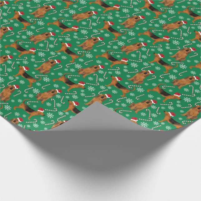 Bloodhound Dog Christmas holiday Wrapping Paper (Corner)