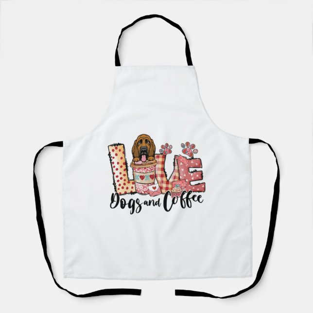 Bloodhound Dog Coffee Lover Dog Mom Valentines Day Apron (Front)