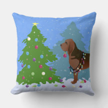 Bloodhound Dog Decorating Christmas Tree