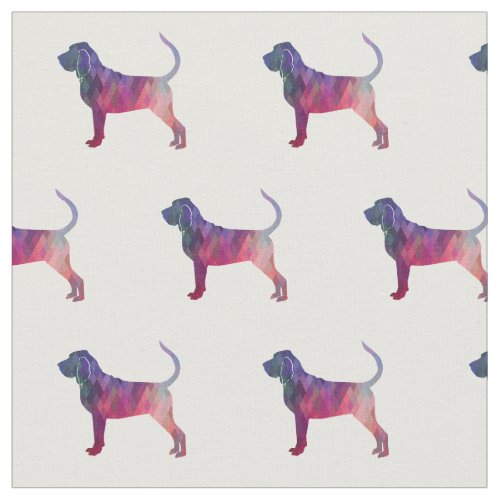 Bloodhound Dog Geometric Pattern Silhouette Pink Fabric