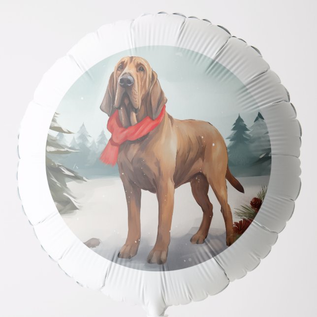 Bloodhound Dog in Snow Christmas Balloon (Front)