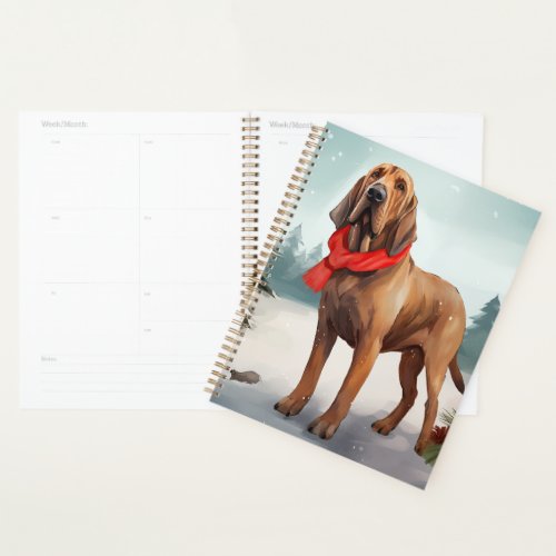 Bloodhound Dog in Snow Christmas Planner
